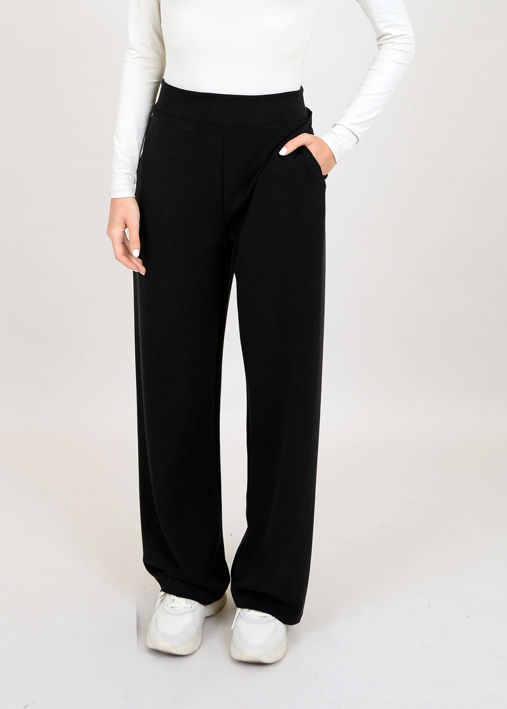 Victoria Modal Scuba Wide Leg Pant | Black Ink