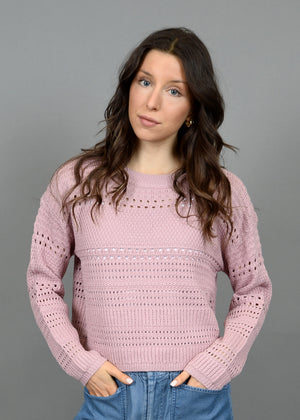 pink knit pullover sweater
