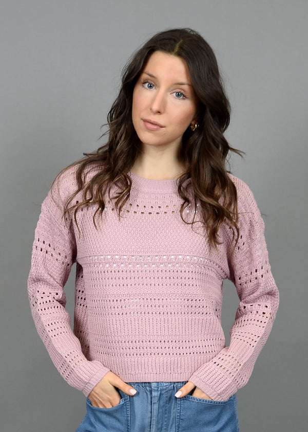 pink knit pullover sweater