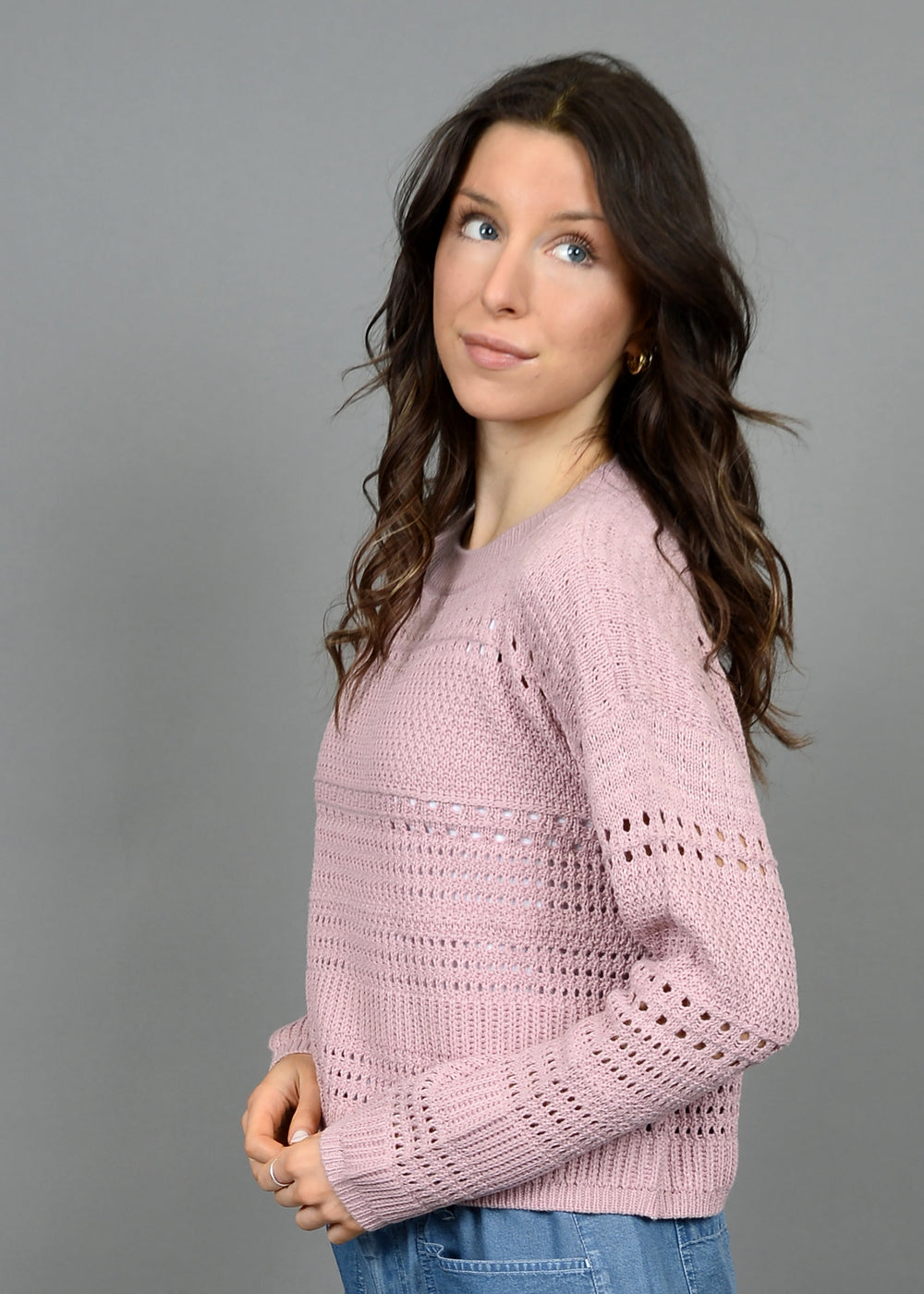 pink knit pullover