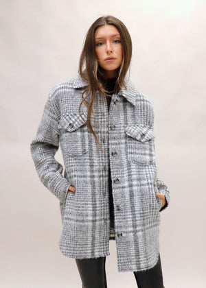 Jessica Plaid Shacket | Grey