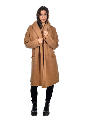 Gabby Hooded Coatigan | Camel Twist