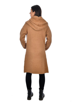 Gabby Hooded Coatigan | Camel Twist