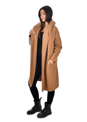 Gabby Hooded Coatigan | Camel Twist