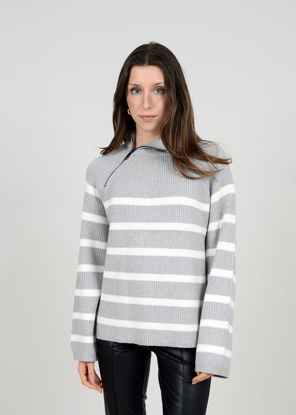 Long Raglan Sleeve Mock Neck Pullover | Grey