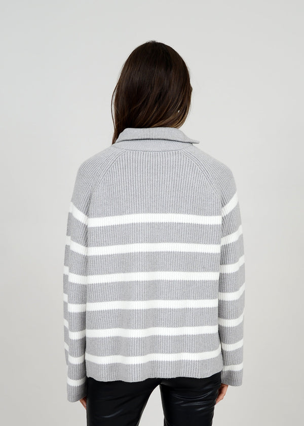 Long Raglan Sleeve Mock Neck Pullover | Grey