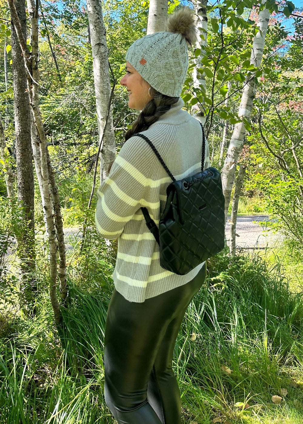grey stripped sweater