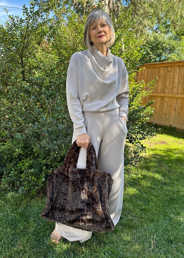 Freiza Soft Knit Funnel Neck Draped Pullover | Birch