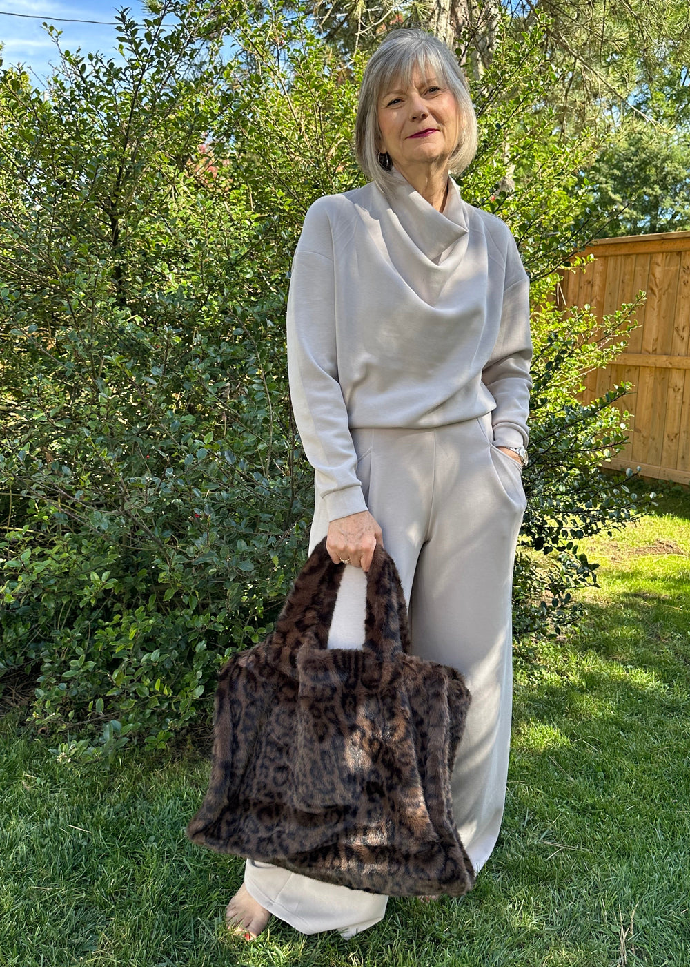 Fun Fur Tote Bag | Brown Leopard Print