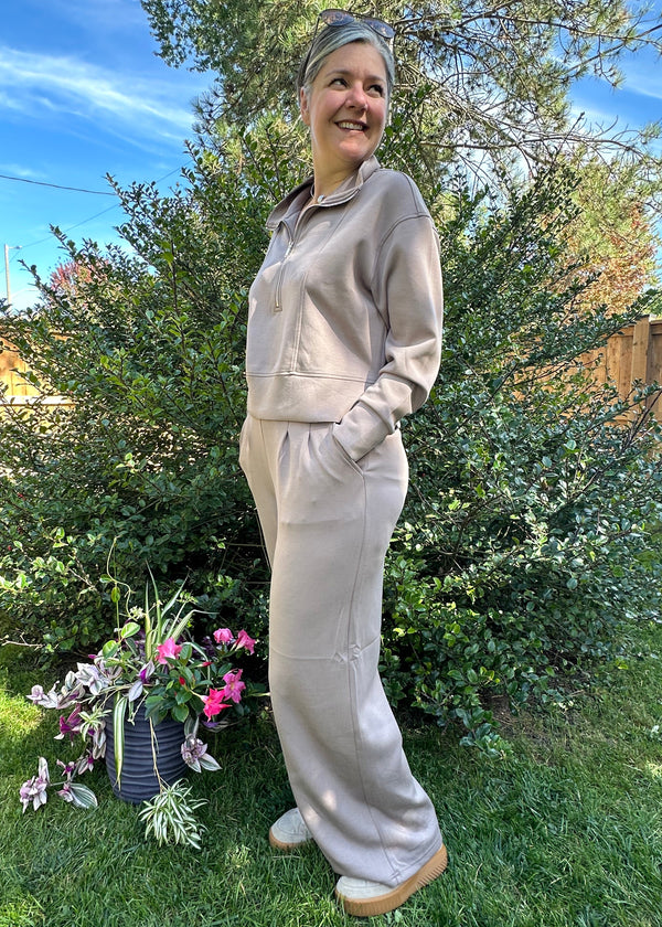 Pascal Soft Knit Wide Leg Pants | Moon Rock