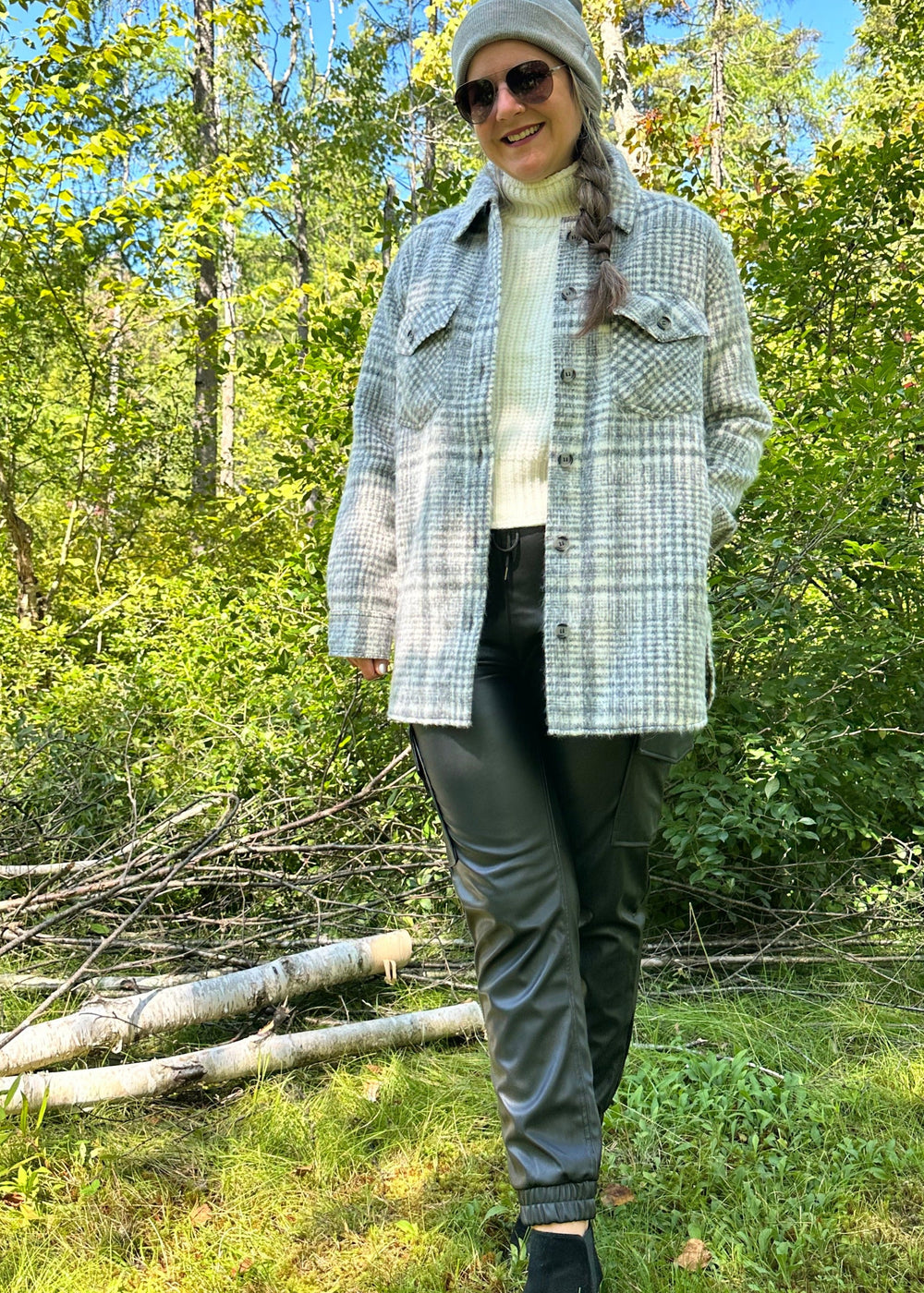Jessica Plaid Shacket | Grey