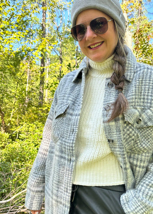 Jessica Plaid Shacket | Grey