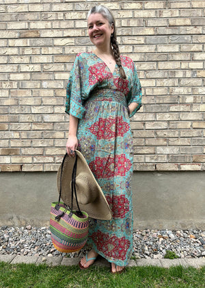 African Basket bag with long handles