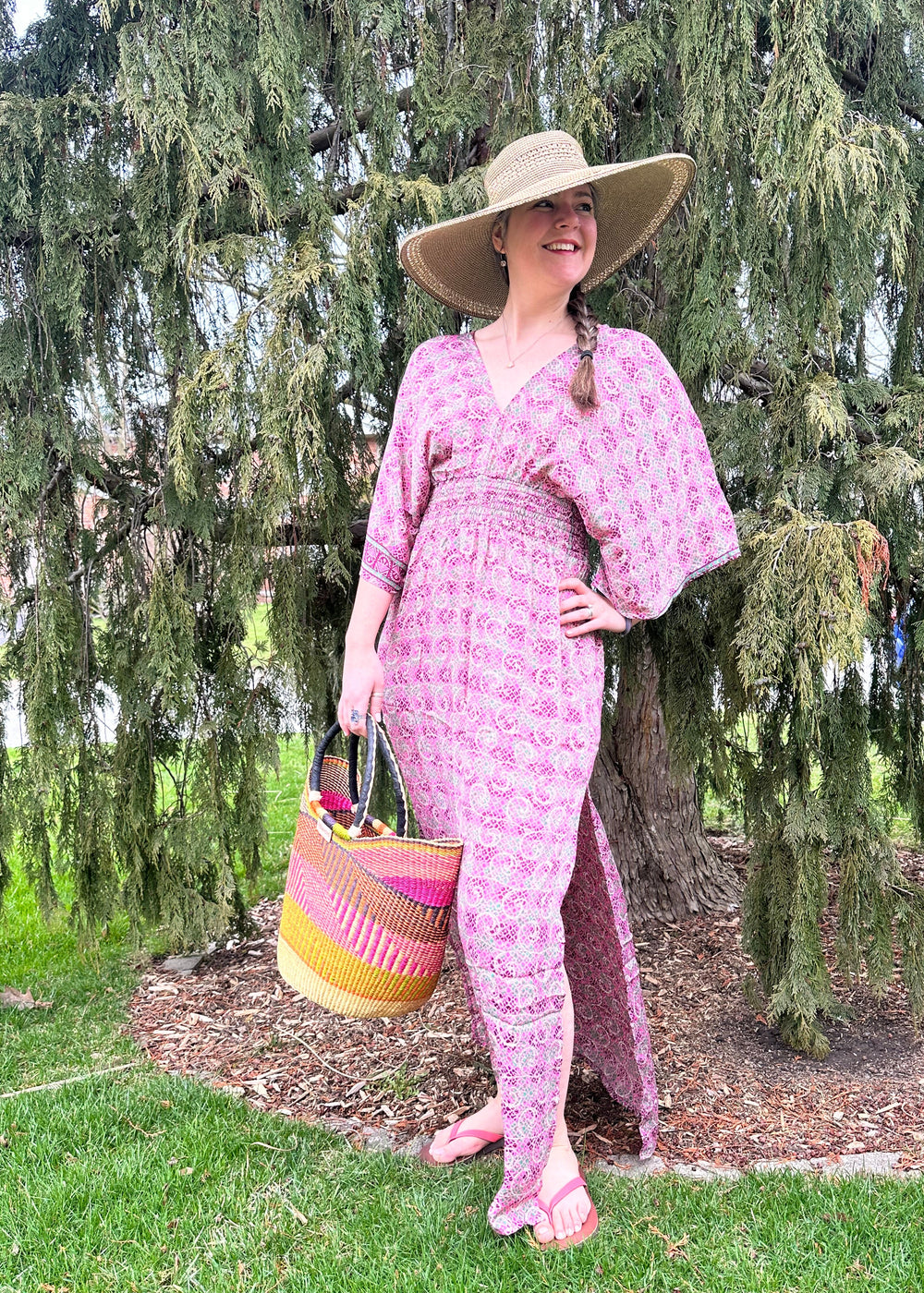Pink Large African Basket bag