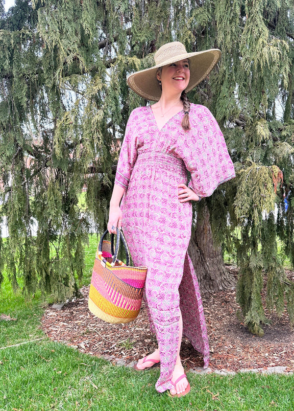 Pink African Basket purse