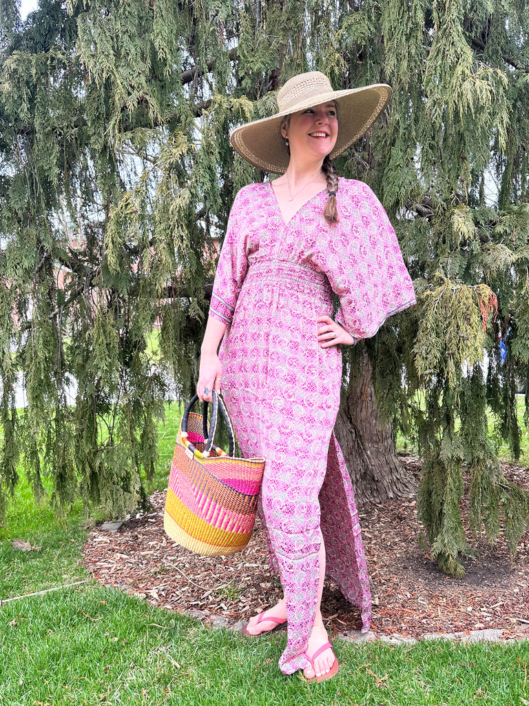 Pink African Basket purse