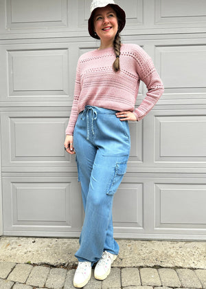 pink knit pullover