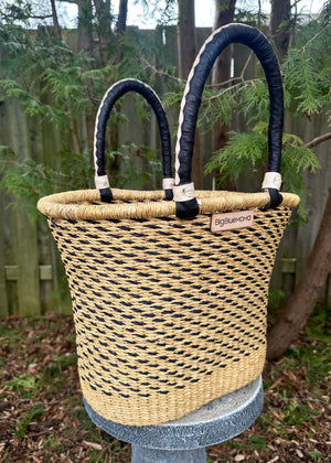 Tan Tulip Shape Basket with Handles