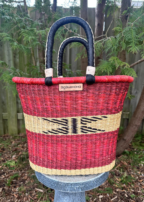 Red Tulip Shape Basket with Handles
