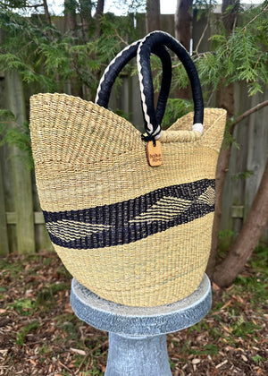 Large navy and tan African Basket bag