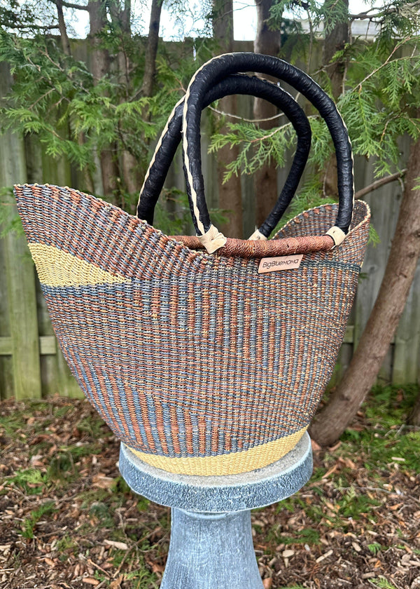 Large Brown and Black African Basket bag