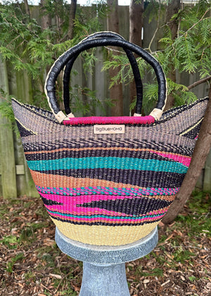 Multi colour African Basket bag