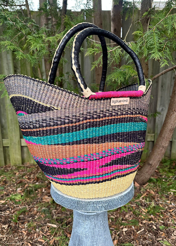 Pink and Green African Basket bag/purse