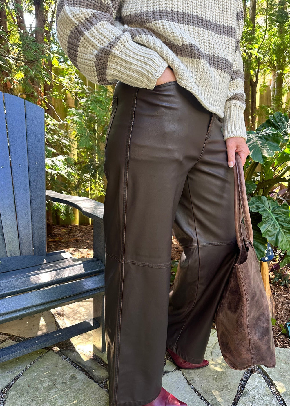 Polaris Faux Leather Pocket Pant | Cedar Brown