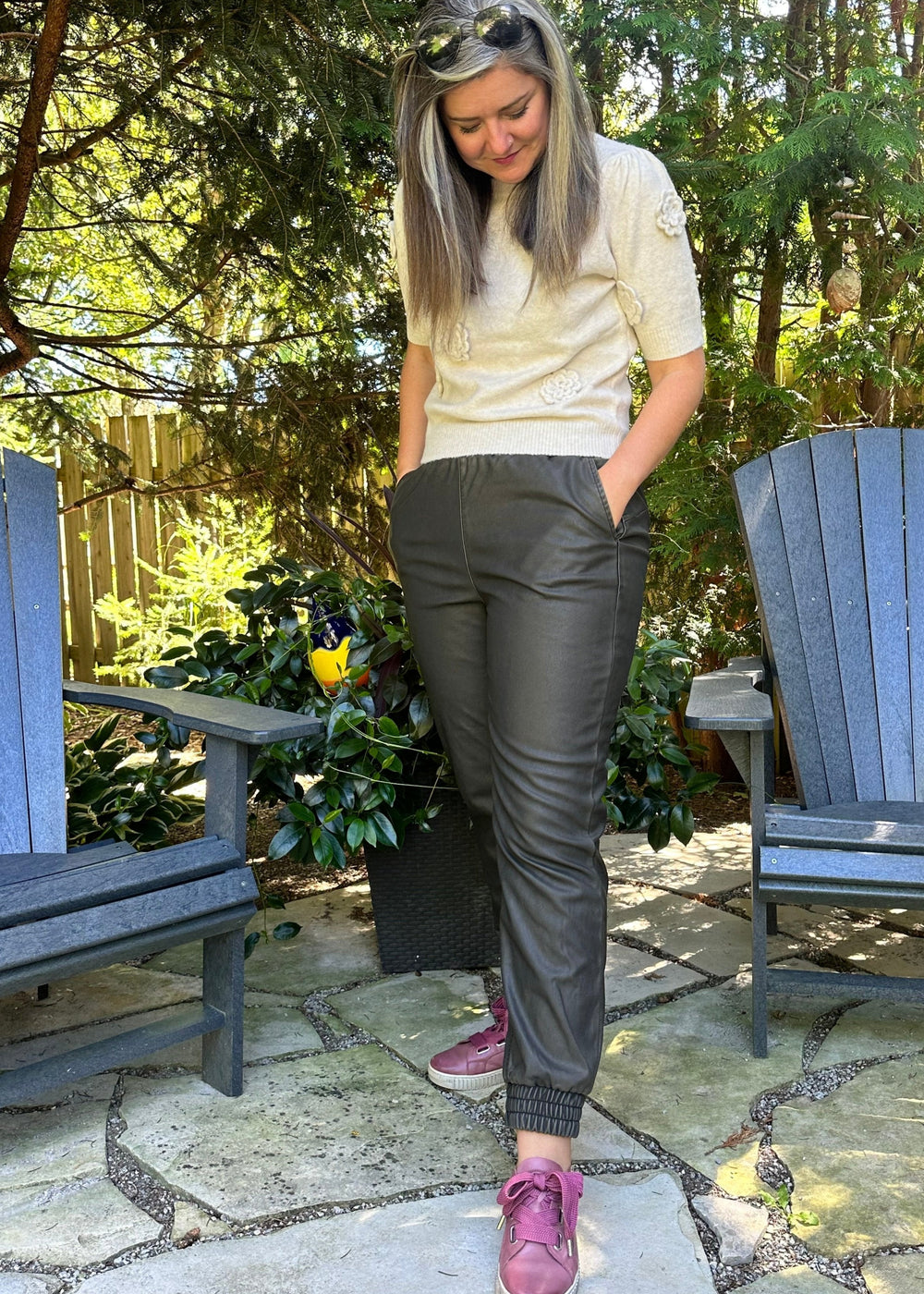Distressed Faux Leather Jayly Jogger