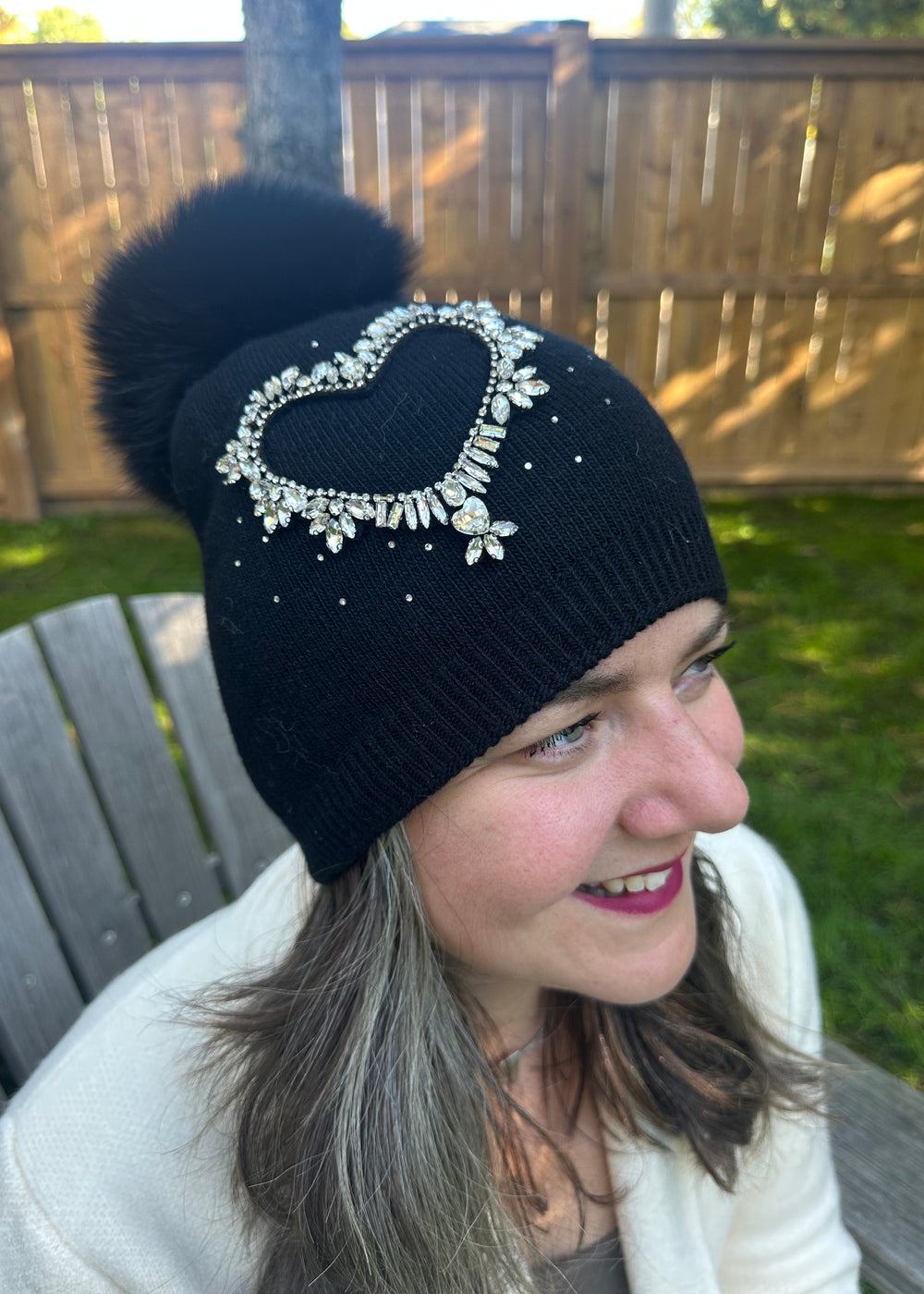 Crystal Heart Toque - Black