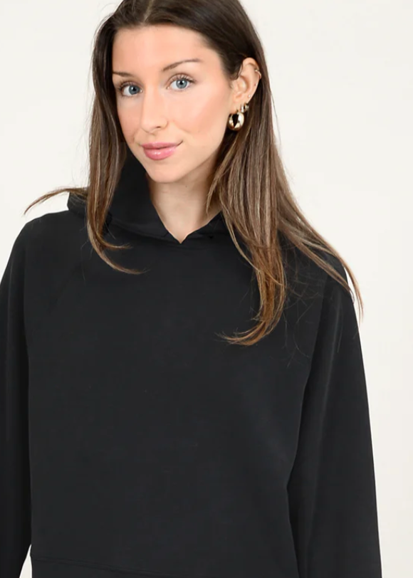 Pristine Modal Scuba Raglan Long Sleeve Hoodie | Black Ink