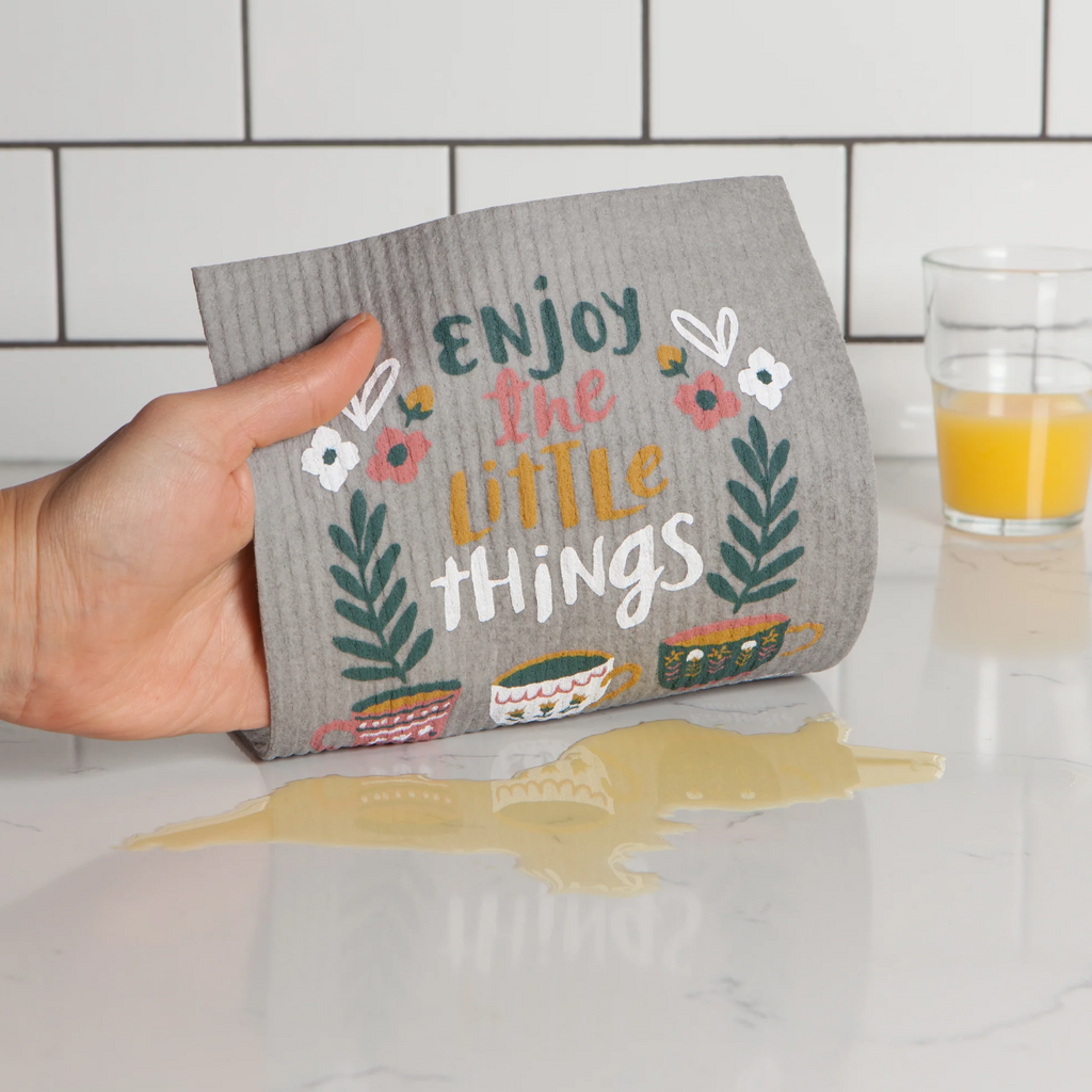"Enjoy the little things" Swedish Sponge Cloth
