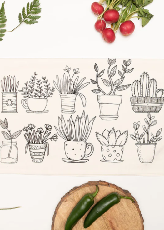 House plant tea towel