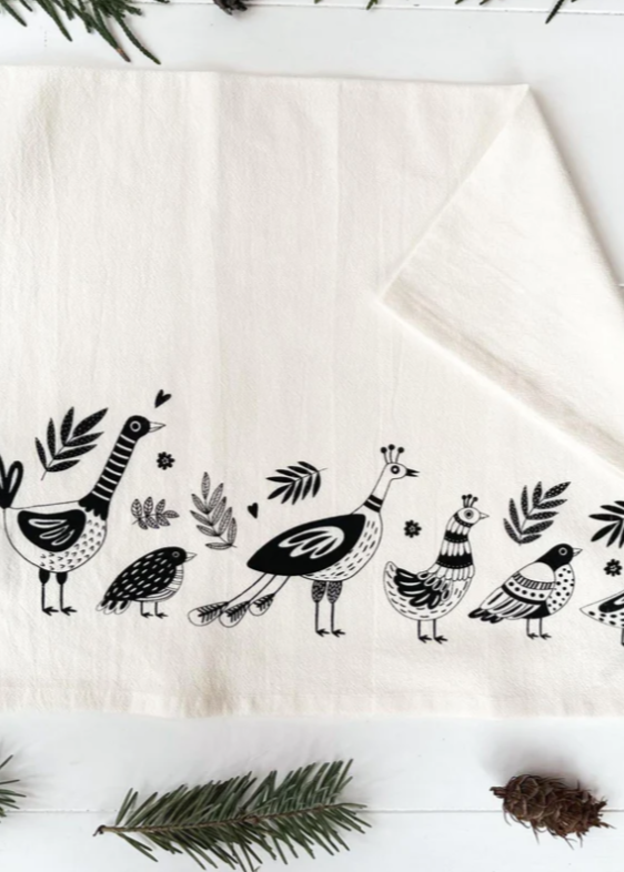 Bird tea towel