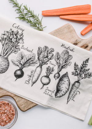 Root vegetable tea towel