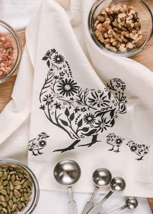 Chicken print tea towel