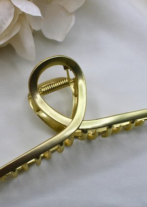 Brushed Metal Hair Claw Clips