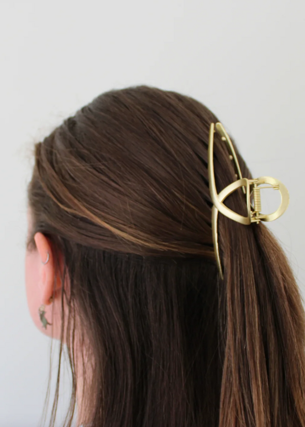 Brushed Metal Hair Claw Clips