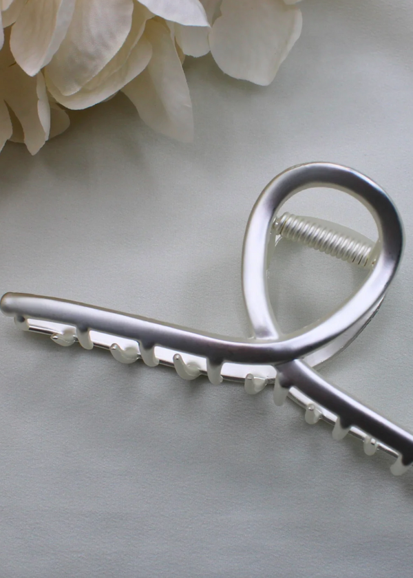 Brushed Metal Hair Claw Clips