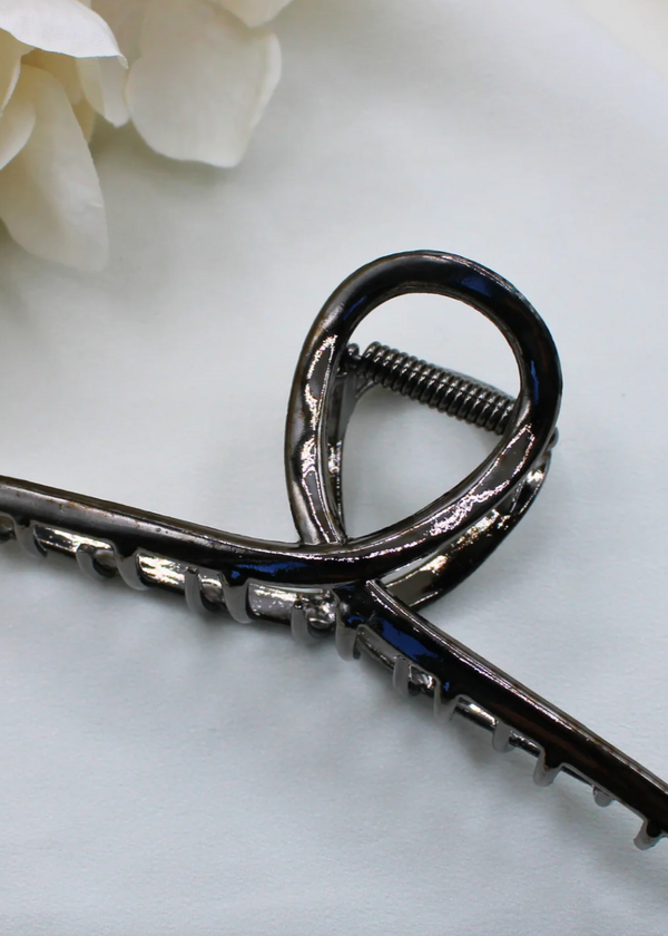 Brushed Metal Hair Claw Clips