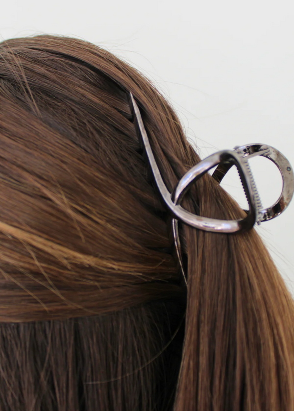 Brushed Metal Hair Claw Clips