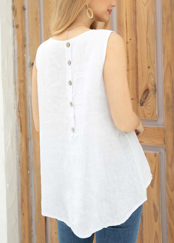 Back of White Linen tank top