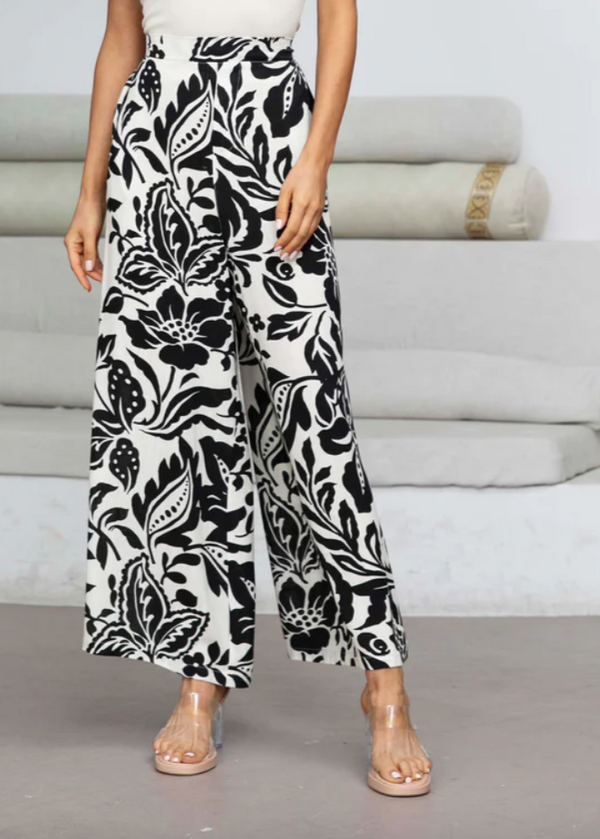 Black and White linen pants