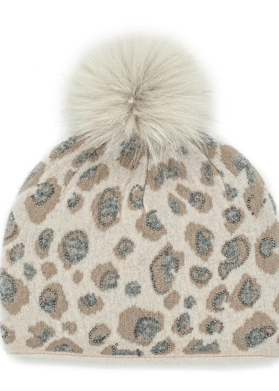 Beige Animal Print Toque