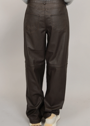 Cedar Brown Faux Leather Pocket Pant 