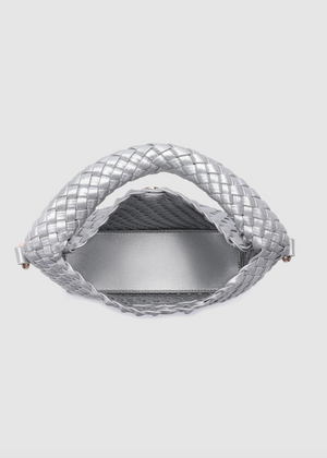 Gabby Mini Woven Crossbody Bag | Silver