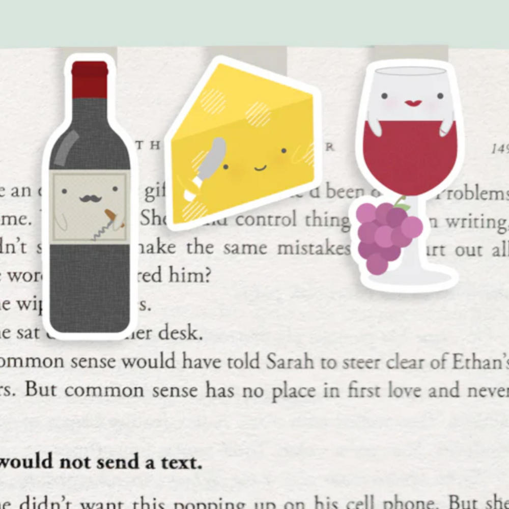 Wine & Cheese Magnetic Bookmarks (Mini 3 Pack)