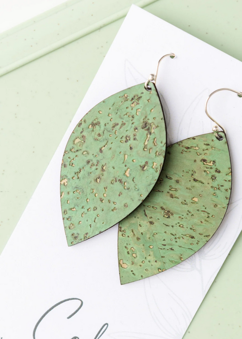Large Leaf Cork Earrings