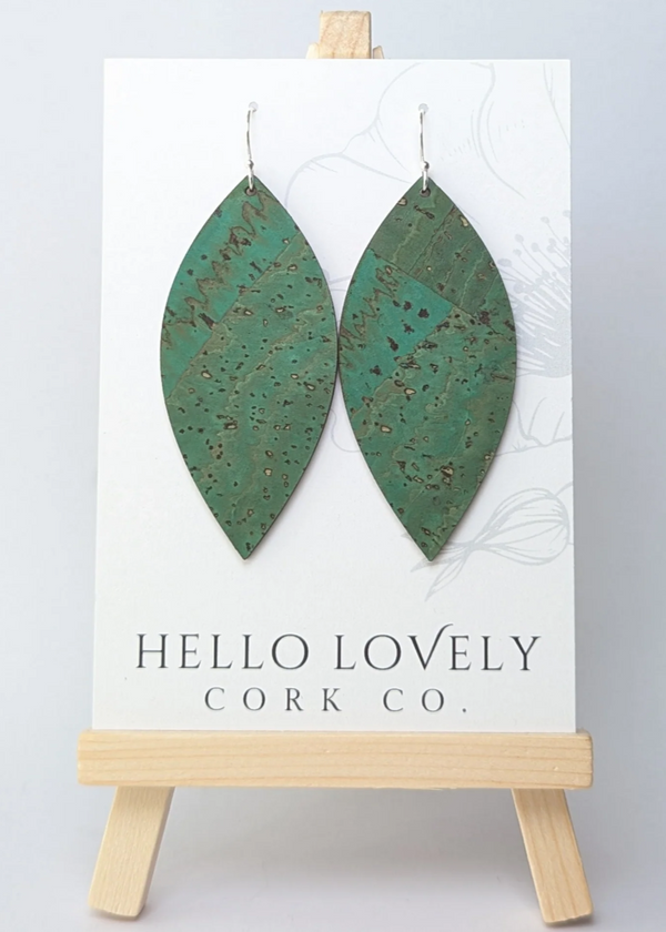 Large Leaf Cork Earrings