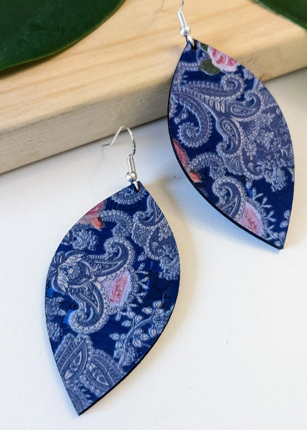Large Leaf Cork Earrings